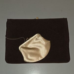 Vintage Harry Levine Brown Clutch w/ Attached Coin Purse – Retro Hollywood Glam